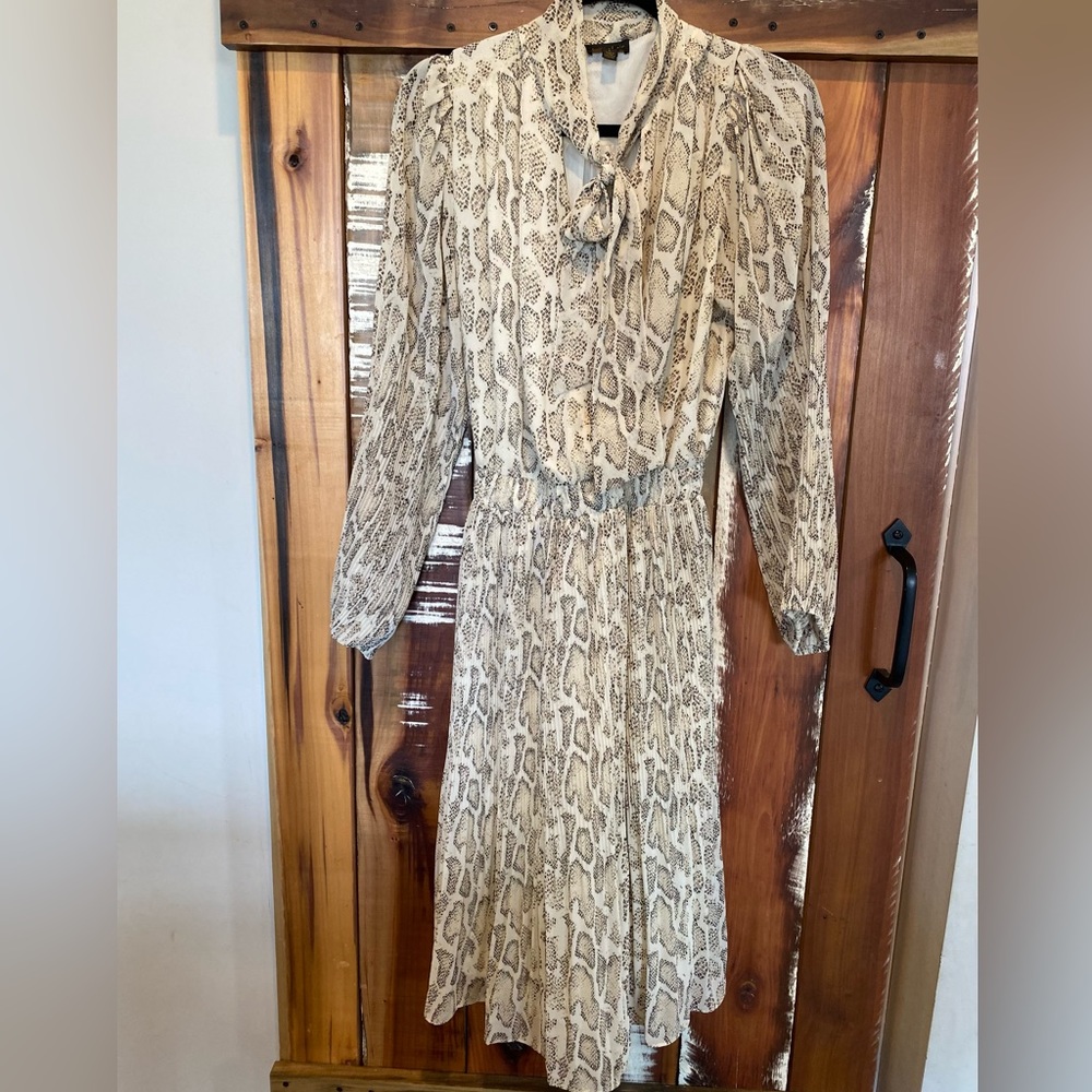 Anthropologie Current Air Los Angeles  Olivia Snake Skin Midi Dress size L